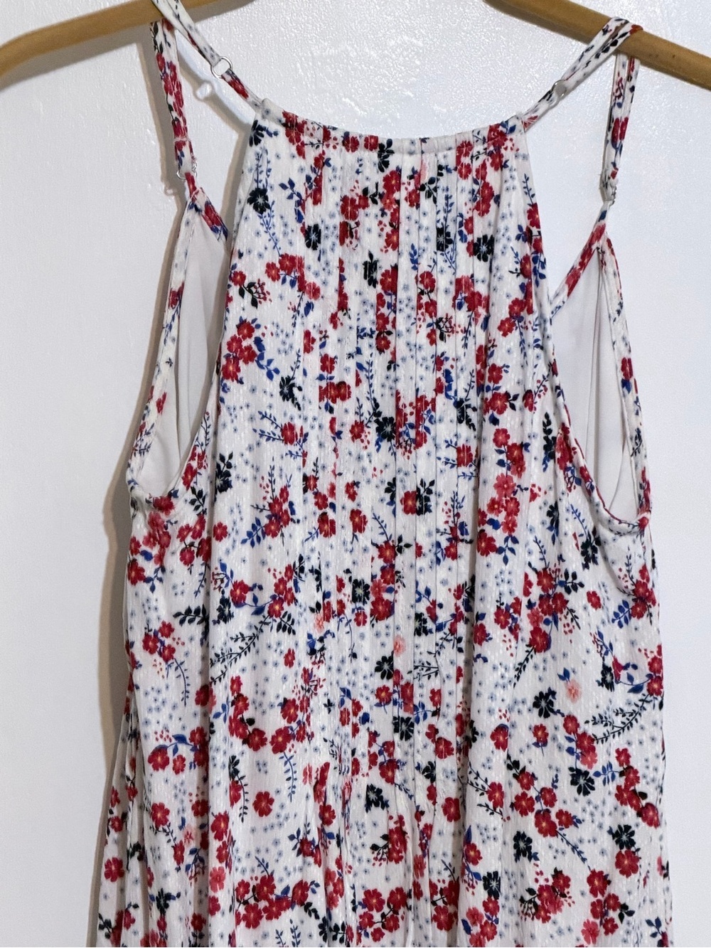 Time and Tru Dress Women's Size S Floral Pintuck Fit & Flare Strappy Red - Picture 8 of 8